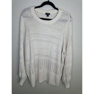 Torrid Sweater Womens 3X Cream Open Knit Pointelle Pullover Long Sleeve Scoop